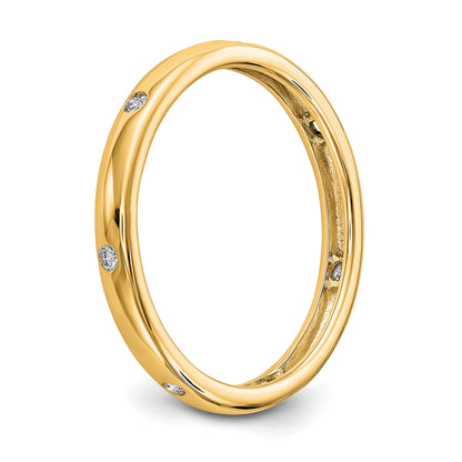 14k Yellow Gold 1/10CT Polished Bezel Set Diamond Eternity Band