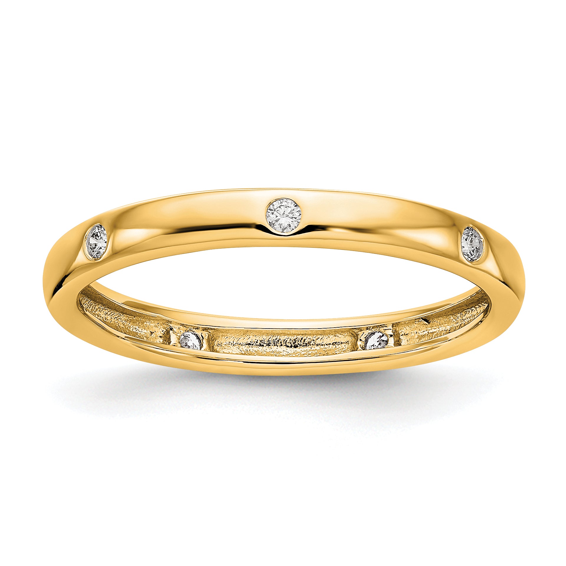 14k Yellow Gold 1/10CT Polished Bezel Set Diamond Eternity Band