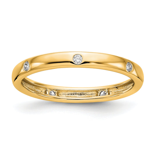 14k Yellow Gold 1/10CT Polished Bezel Set Diamond Eternity Band