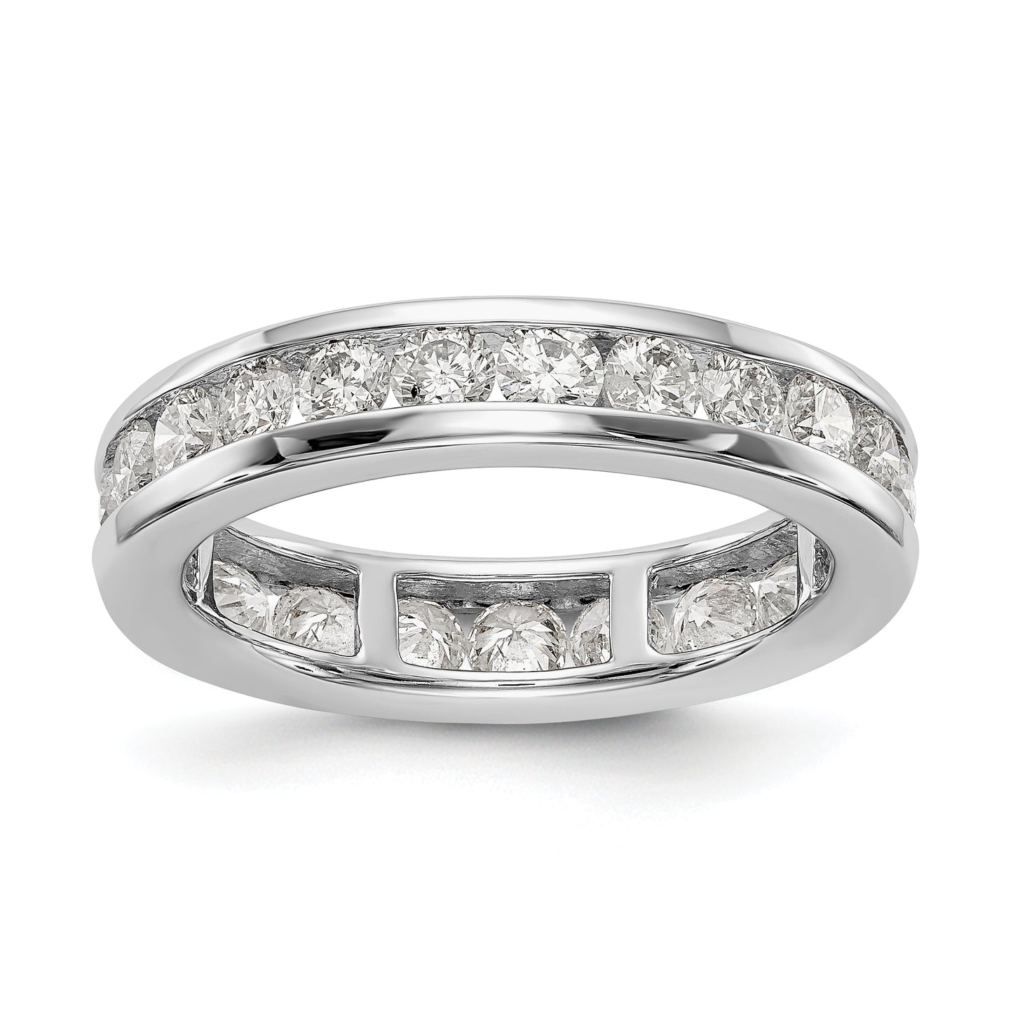 2 Ct. Natural Diamond Womens Eternity Wedding Band Ring in 14k White Gold