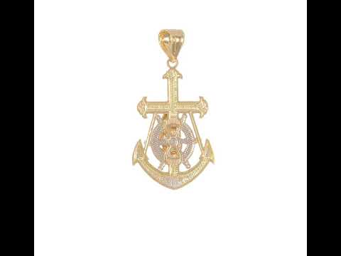 10K Two-tone Gold w/Rhodium Mariner Blessed Mother Pendant