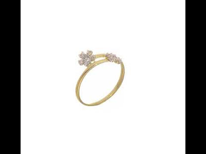 10K Yellow Gold Double Flower CZ Ring