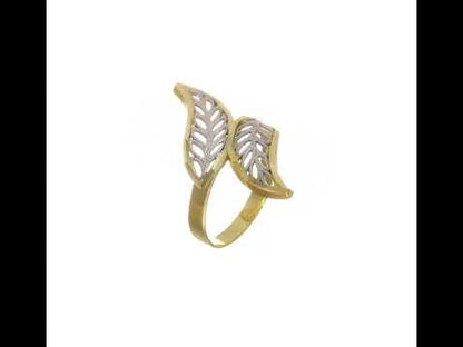 10K Yellow Gold w/Rhodium Diamond-Cut Filigree Ring