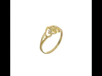 10K Yellow Gold Double Heart CZ Ring