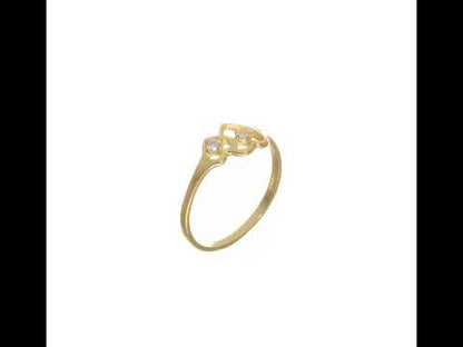 10k Yellow Gold Double Heart CZ Ring