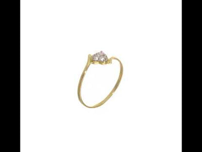 10K Yellow Gold w/Rhodium CZ Heart Ring