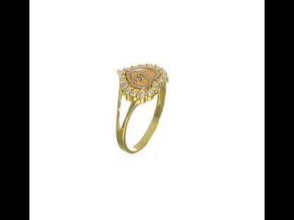 10k Two-Tone Gold Sweet 15 CZ Heart Ring
