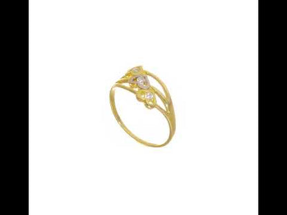 10K Yellow Gold w/Rhodium Triple Heart CZ Ring