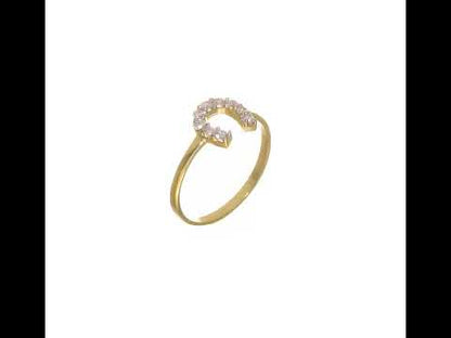 10K Yellow Gold CZ Horse Shoe Ring