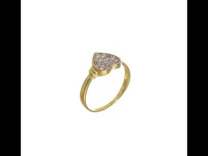 10K Yellow Gold w/Rhodium CZ Heart Ring