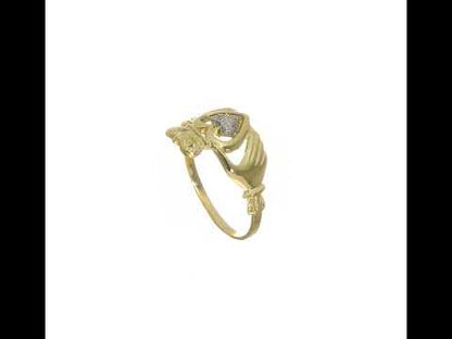 10K Yellow Gold & Rhodium Claddagh Ring