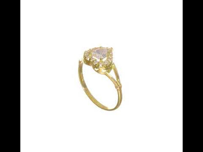 10K Yellow Gold CZ Heart Ring
