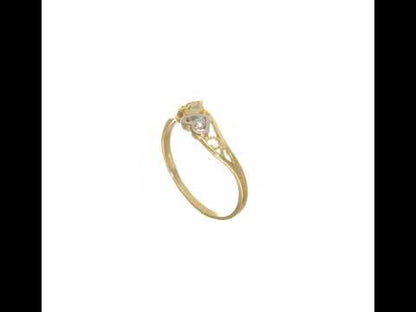 10K Yellow Gold w/Rhodium Double Heart CZ Ring
