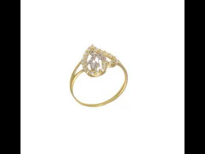 10K Yellow Gold w/White Rhodium I LOVE YOU CZ Heart Ring