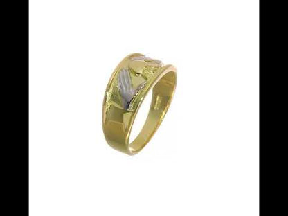 10K Yellow Gold & Rhodium Men's Claddagh Ring