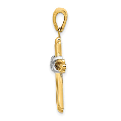14k Two-tone Gold Polished Cross w/ X Center Design Charm
