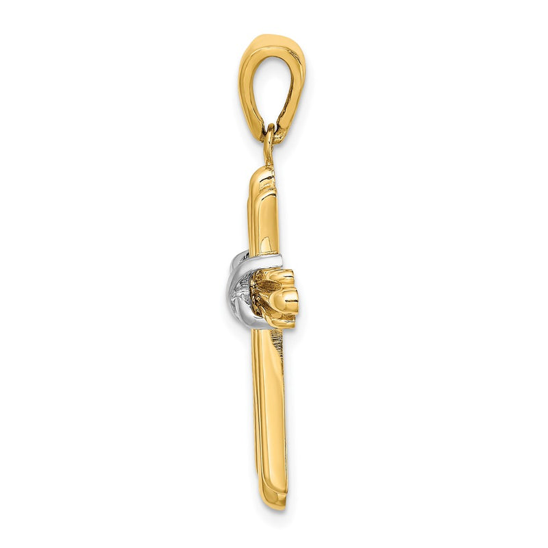 14k Two-tone Gold Polished Cross w/ X Center Design Charm