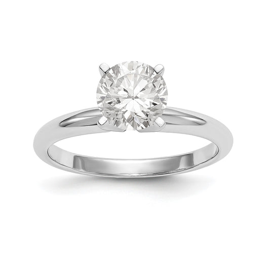 Natural Diamond Knife Edge Style Four Prong Solitaire Engagement Ring in 14K White Gold