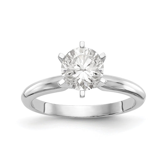 Natural Diamond Knife Edge Style Six Prong Solitaire Engagement Ring in 14K White Gold
