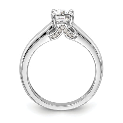 14k White Gold Round Simulated Diamond Engagement Ring