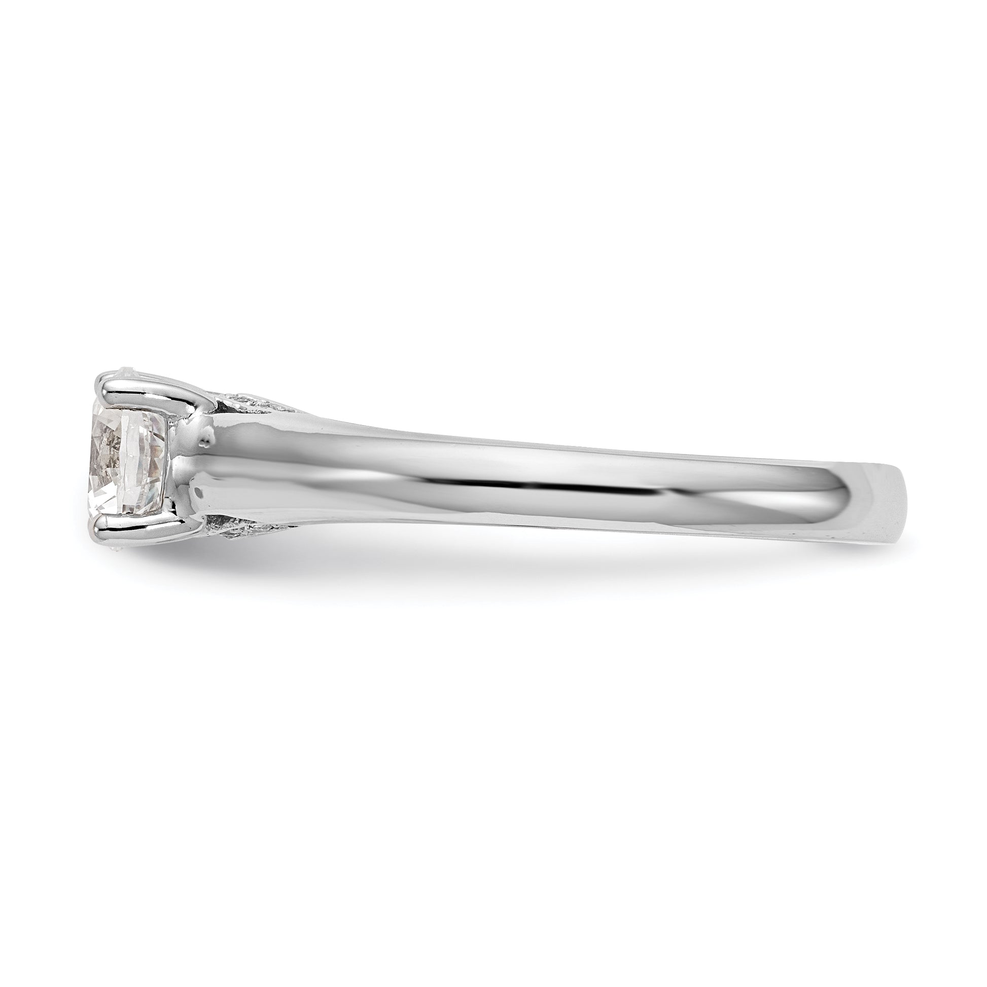 14k White Gold Round Simulated Diamond Engagement Ring