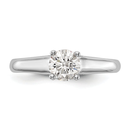 14k White Gold Round Simulated Diamond Engagement Ring