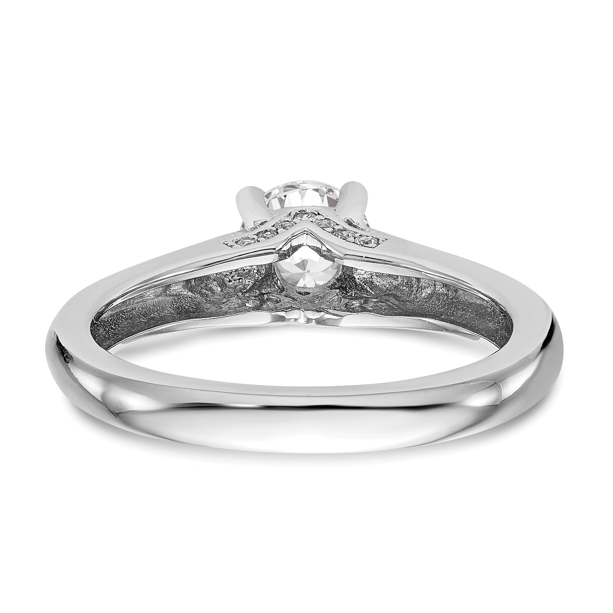 14k White Gold Round Simulated Diamond Engagement Ring