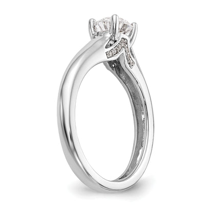 14k White Gold Round Simulated Diamond Engagement Ring