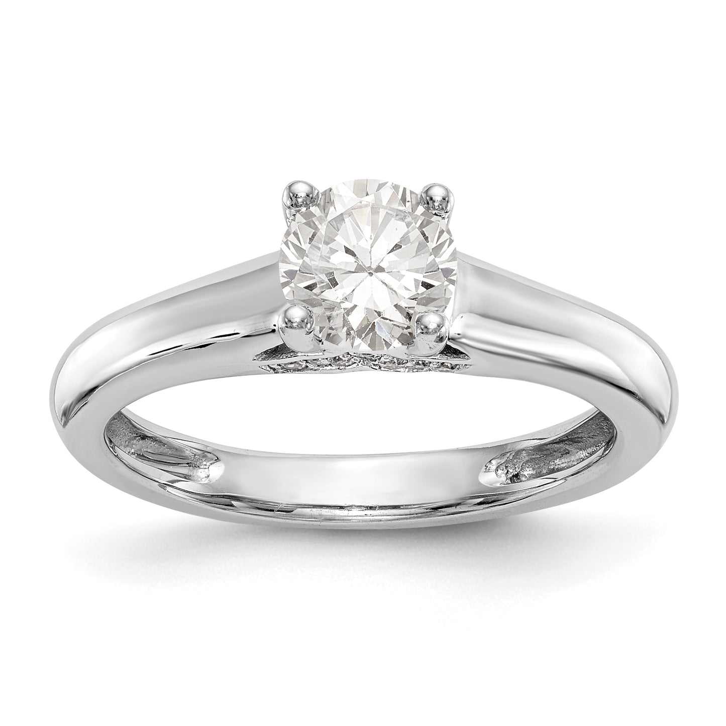 14K White Gold Round Solitaire Simulated Diamond Engagement Ring