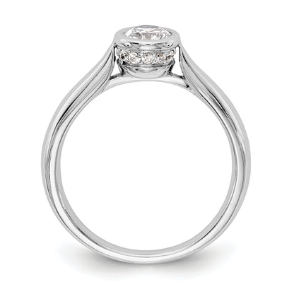 14k White Gold Round Bezel Set Simulated Diamond Engagement Ring