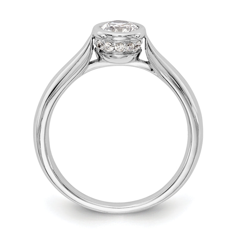 14k White Gold Round Bezel Set Simulated Diamond Engagement Ring