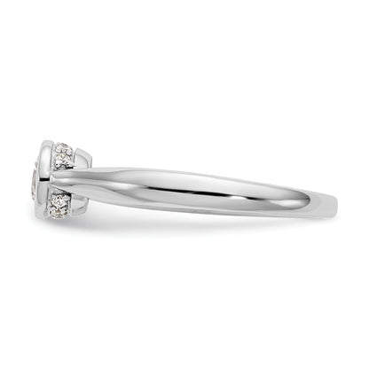14k White Gold Round Bezel Set Simulated Diamond Engagement Ring