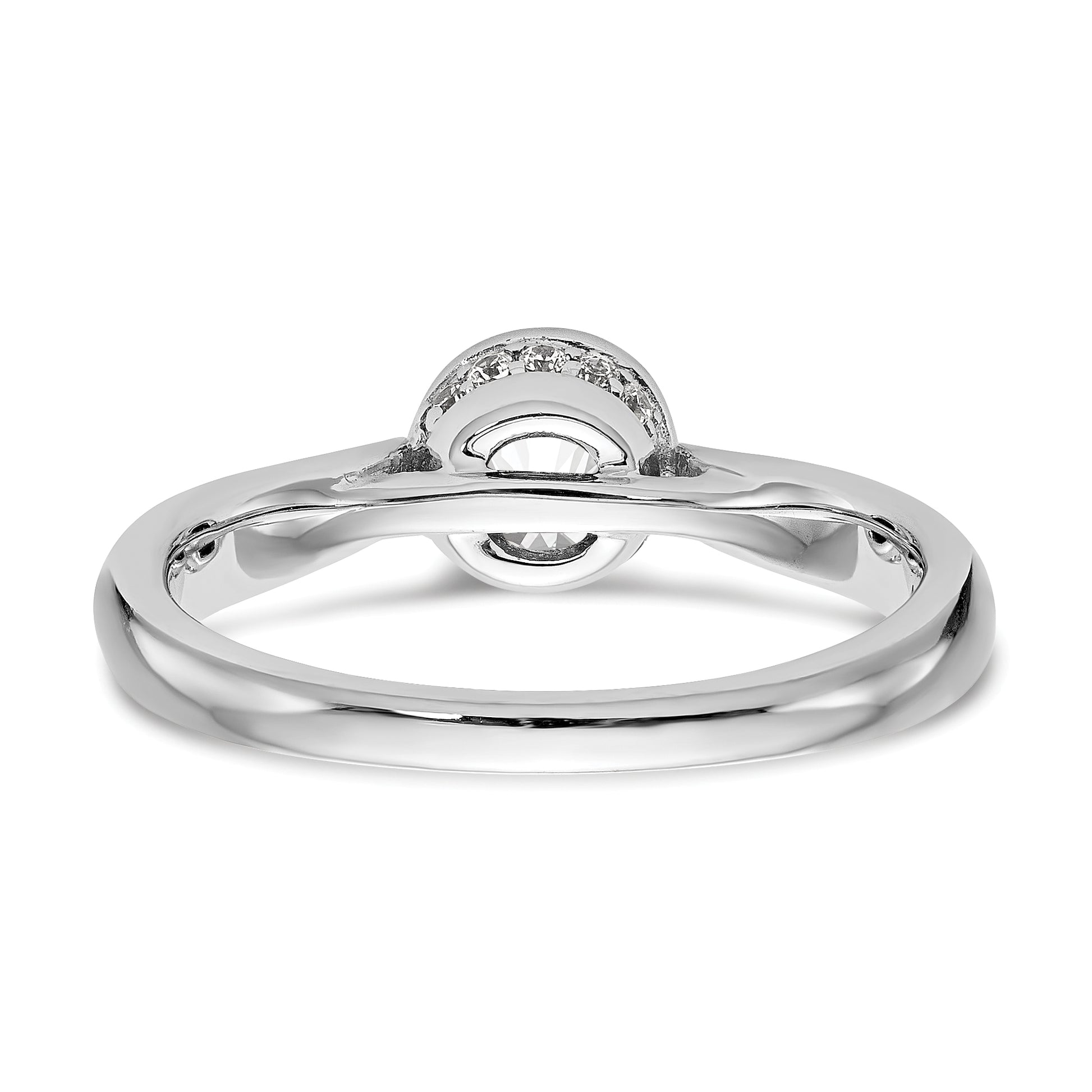 14k White Gold Round Bezel Set Simulated Diamond Engagement Ring