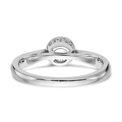 14k White Gold Round Bezel Set Simulated Diamond Engagement Ring