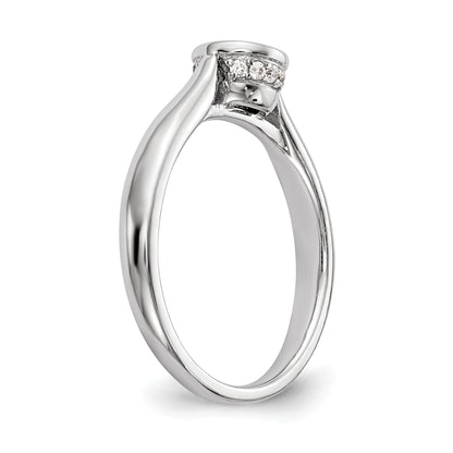 14k White Gold Round Bezel Set Simulated Diamond Engagement Ring