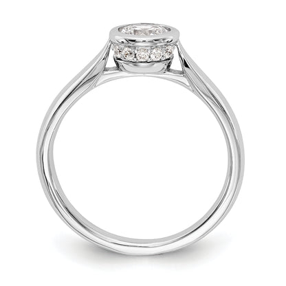 14k White Gold Round Bezel Set Simulated Diamond Engagement Ring