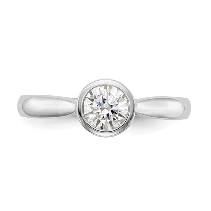 14k White Gold Round Bezel Set Simulated Diamond Engagement Ring