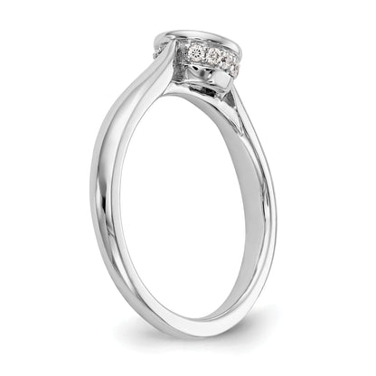 14k White Gold Round Bezel Set Simulated Diamond Engagement Ring