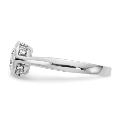 14k White Gold Round Bezel Set Simulated Diamond Engagement Ring