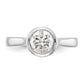 14k White Gold Round Bezel Set Simulated Diamond Engagement Ring