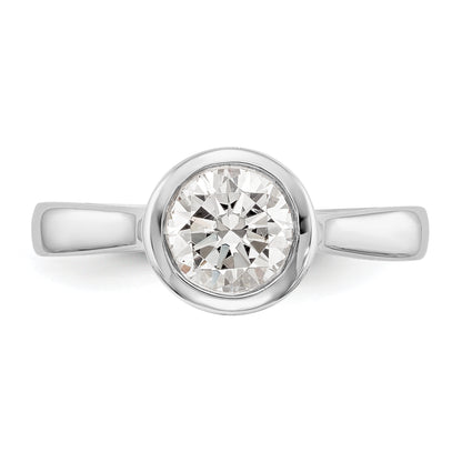 14k White Gold Round Bezel Set Simulated Diamond Engagement Ring