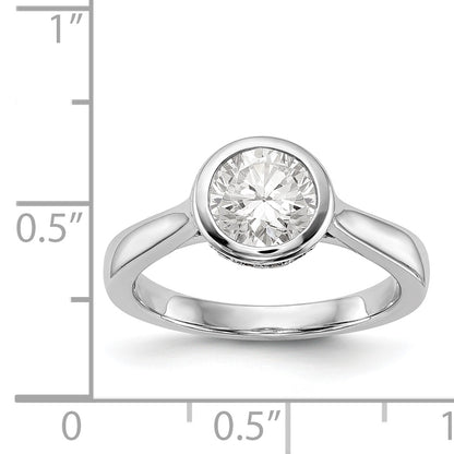 14k White Gold Round Bezel Set Simulated Diamond Engagement Ring