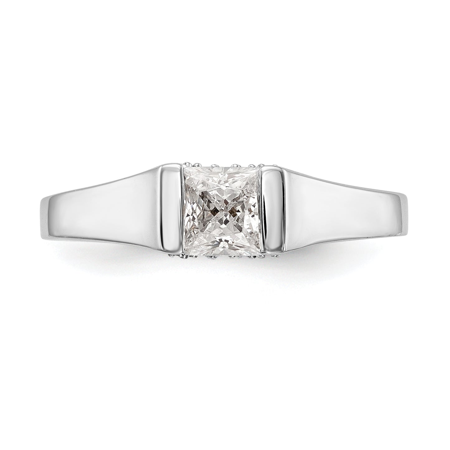 14k White Gold Square Simulated Diamond Engagement Ring