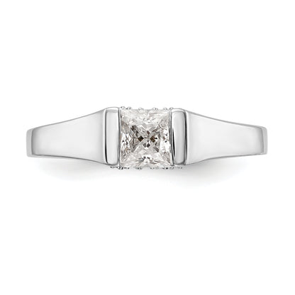 14k White Gold Square Simulated Diamond Engagement Ring