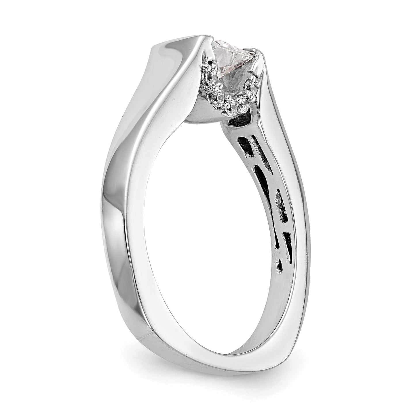 14k White Gold Square Simulated Diamond Engagement Ring