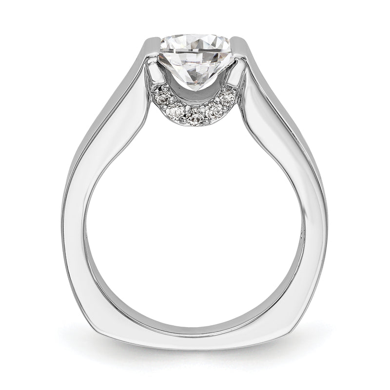 14k White Gold Square Simulated Diamond Engagement Ring