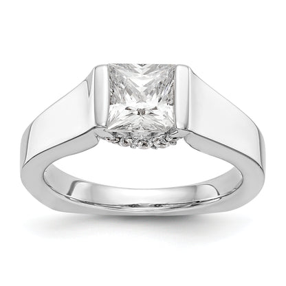 14k White Gold Square Simulated Diamond Engagement Ring