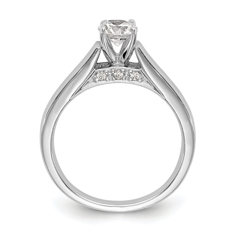 14K White Gold Peg Set Simulated Diamond Engagement Ring