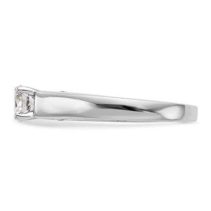 14K White Gold Peg Set Simulated Diamond Engagement Ring