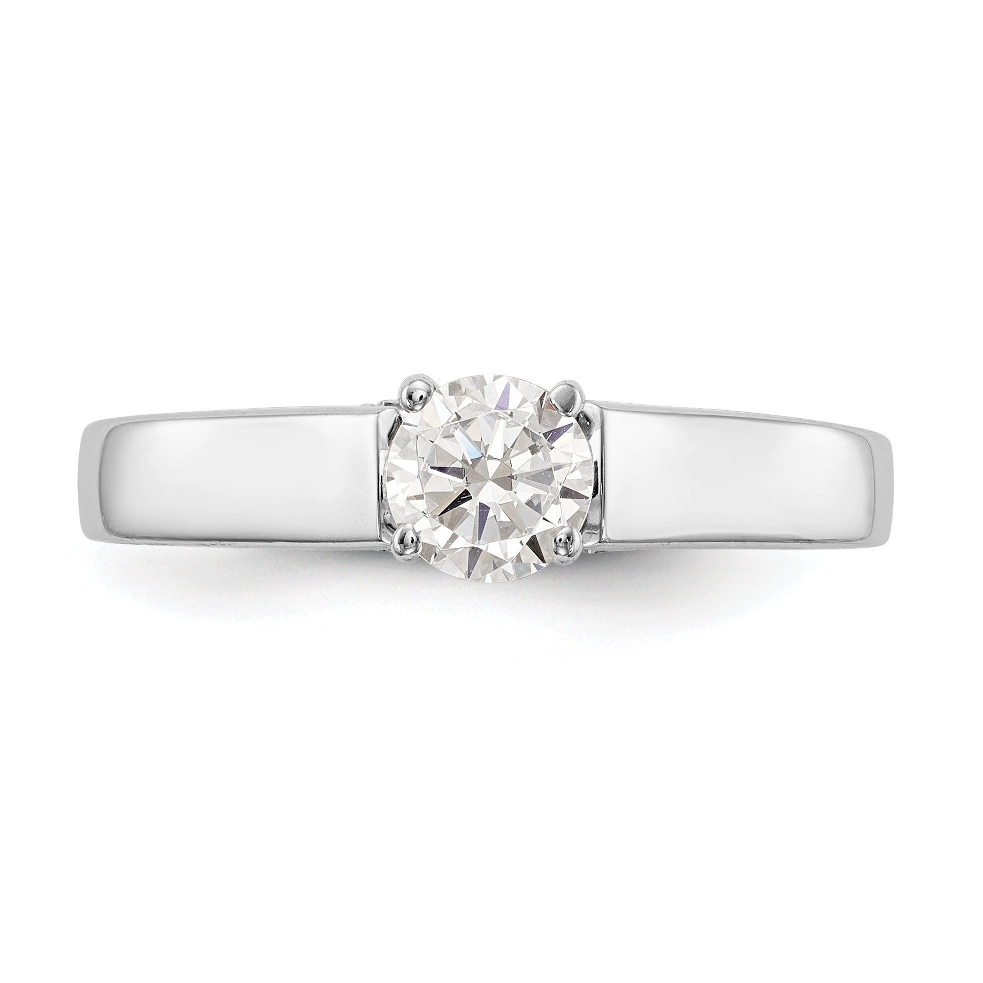 14K White Gold Peg Set Simulated Diamond Engagement Ring